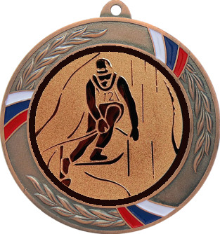 Медаль №33-1285 (Лыжный спорт, диаметр 70 мм (Медаль цвет бронза плюс жетон для вклейки) Место для вставок: обратная сторона диаметр 60 мм)