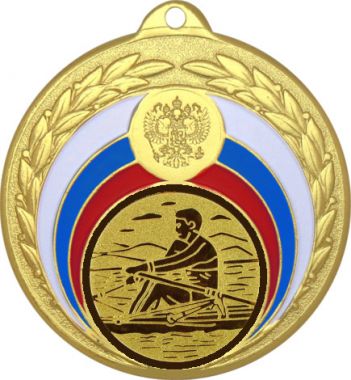 Медаль №34-196 (Гребля, диаметр 50 мм (Медаль цвет золото плюс жетон для вклейки) Место для вставок: обратная сторона диаметр 45 мм)