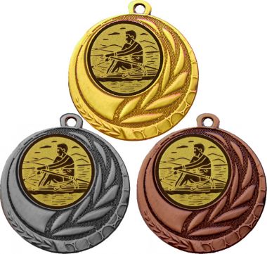 Комплект медалей №34-27 (Гребля, диаметр 45 мм (Три медали плюс три жетона для вклейки) Место для вставок: обратная сторона диаметр 39 мм)