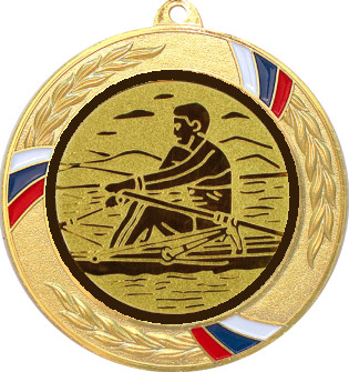 Медаль №34-1285 (Гребля, диаметр 70 мм (Медаль цвет золото плюс жетон для вклейки) Место для вставок: обратная сторона диаметр 60 мм)