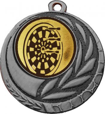 Медаль №35-27 (Дартс, диаметр 45 мм (Медаль цвет серебро плюс жетон для вклейки) Место для вставок: обратная сторона диаметр 39 мм)