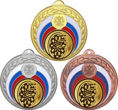 Комплект медалей №35-196 (Дартс, диаметр 50 мм (Три медали плюс три жетона для вклейки) Место для вставок: обратная сторона диаметр 45 мм)