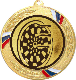 Медаль №35-1285 (Дартс, диаметр 70 мм (Медаль цвет золото плюс жетон для вклейки) Место для вставок: обратная сторона диаметр 60 мм)