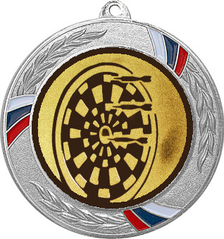 Медаль №35-1285 (Дартс, диаметр 70 мм (Медаль цвет серебро плюс жетон для вклейки) Место для вставок: обратная сторона диаметр 60 мм)