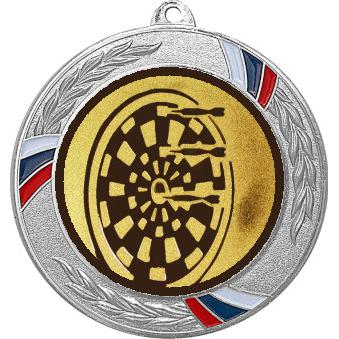 Медаль №35-1285 (Дартс, диаметр 70 мм (Медаль цвет серебро плюс жетон для вклейки) Место для вставок: обратная сторона диаметр 60 мм)