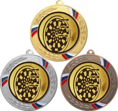 Комплект медалей №35-1285 (Дартс, диаметр 70 мм (Три медали плюс три жетона для вклейки) Место для вставок: обратная сторона диаметр 60 мм)
