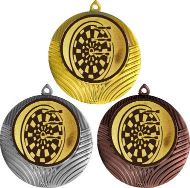 Комплект медалей №35-1302 (Дартс, диаметр 56 мм (Три медали плюс три жетона для вклейки) Место для вставок: обратная сторона диаметр 50 мм)