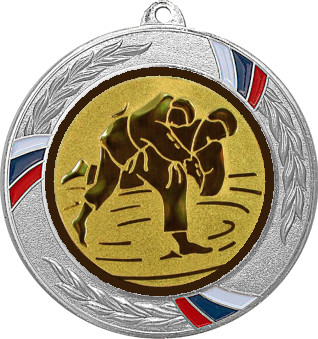 Медаль №36-1285 (Дзюдо, диаметр 70 мм (Медаль цвет серебро плюс жетон для вклейки) Место для вставок: обратная сторона диаметр 60 мм)
