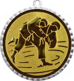 Медаль №36-1302 (Дзюдо, диаметр 56 мм (Медаль цвет серебро плюс жетон для вклейки) Место для вставок: обратная сторона диаметр 50 мм)