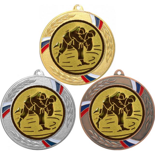 Комплект медалей №36-1285 (Дзюдо, диаметр 70 мм (Три медали плюс три жетона для вклейки) Место для вставок: обратная сторона диаметр 60 мм)