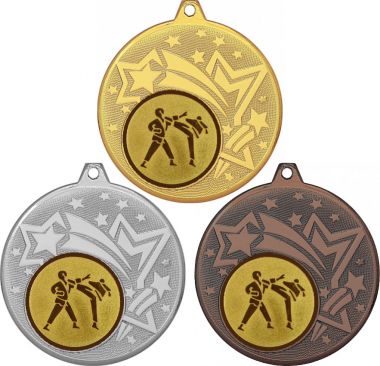 Комплект медалей №37-27 (Каратэ, диаметр 45 мм (Три медали плюс три жетона для вклейки) Место для вставок: обратная сторона диаметр 39 мм)