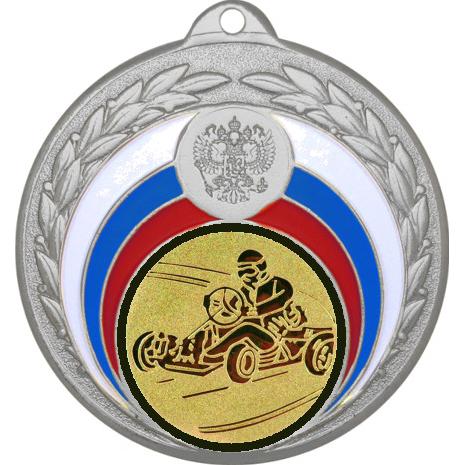 Медаль №38-196 (Картинг, диаметр 50 мм (Медаль цвет серебро плюс жетон для вклейки) Место для вставок: обратная сторона диаметр 45 мм)