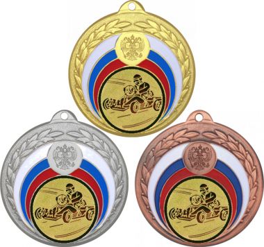 Комплект медалей №38-196 (Картинг, диаметр 50 мм (Три медали плюс три жетона для вклейки) Место для вставок: обратная сторона диаметр 45 мм)