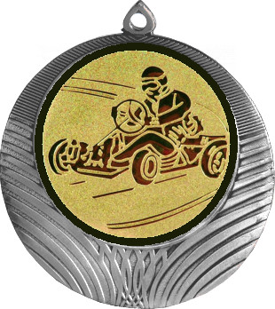 Медаль №38-1302 (Картинг, диаметр 56 мм (Медаль цвет серебро плюс жетон для вклейки) Место для вставок: обратная сторона диаметр 50 мм)