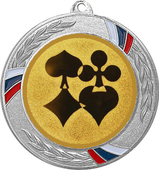 Медаль №39-1285 (Азартные игры, диаметр 70 мм (Медаль цвет серебро плюс жетон для вклейки) Место для вставок: обратная сторона диаметр 60 мм)