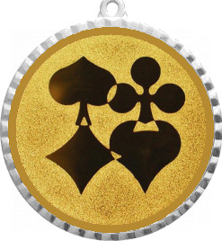 Медаль №39-8 (Азартные игры, диаметр 70 мм (Медаль цвет серебро плюс жетон для вклейки) Место для вставок: обратная сторона диаметр 64 мм)