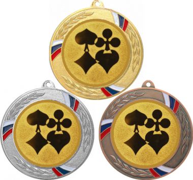 Комплект медалей №39-1285 (Азартные игры, диаметр 70 мм (Три медали плюс три жетона для вклейки) Место для вставок: обратная сторона диаметр 60 мм)