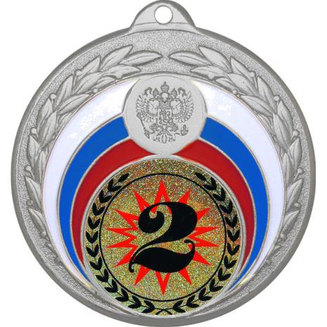Медаль №4-196 (2 место, диаметр 50 мм (Медаль цвет серебро плюс жетон для вклейки) Место для вставок: обратная сторона диаметр 45 мм)