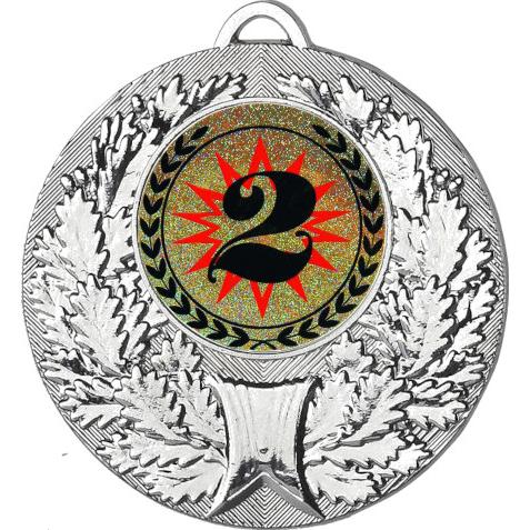 Медаль №4-192 (2 место, диаметр 50 мм (Медаль цвет серебро плюс жетон для вклейки) Место для вставок: обратная сторона диаметр 45 мм)