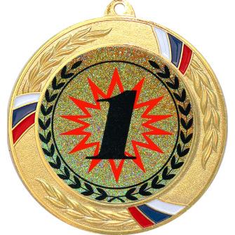Медаль №4-1285 (1 место, диаметр 70 мм (Медаль цвет золото плюс жетон для вклейки) Место для вставок: обратная сторона диаметр 60 мм)