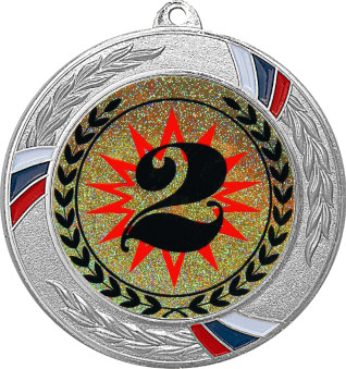 Медаль №4-1285 (2 место, диаметр 70 мм (Медаль цвет серебро плюс жетон для вклейки) Место для вставок: обратная сторона диаметр 60 мм)