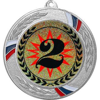 Медаль №4-1285 (2 место, диаметр 70 мм (Медаль цвет серебро плюс жетон для вклейки) Место для вставок: обратная сторона диаметр 60 мм)