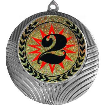 Медаль №4-8 (2 место, диаметр 70 мм (Медаль цвет серебро плюс жетон для вклейки) Место для вставок: обратная сторона диаметр 64 мм)