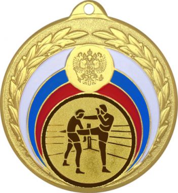 Медаль №40-196 (Кикбоксинг, диаметр 50 мм (Медаль цвет золото плюс жетон для вклейки) Место для вставок: обратная сторона диаметр 45 мм)