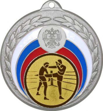 Медаль №40-196 (Кикбоксинг, диаметр 50 мм (Медаль цвет серебро плюс жетон для вклейки) Место для вставок: обратная сторона диаметр 45 мм)