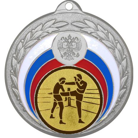 Медаль №40-196 (Кикбоксинг, диаметр 50 мм (Медаль цвет серебро плюс жетон для вклейки) Место для вставок: обратная сторона диаметр 45 мм)
