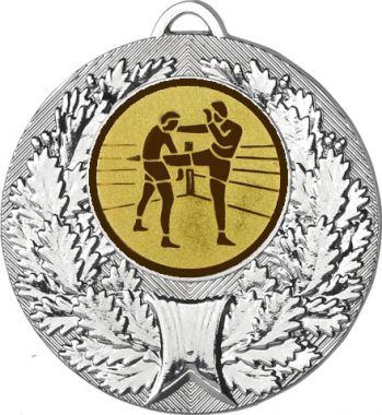 Медаль №40-192 (Кикбоксинг, диаметр 50 мм (Медаль цвет серебро плюс жетон для вклейки) Место для вставок: обратная сторона диаметр 45 мм)