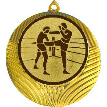Медаль №40-1302 (Кикбоксинг, диаметр 56 мм (Медаль цвет золото плюс жетон для вклейки) Место для вставок: обратная сторона диаметр 50 мм)