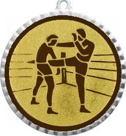 Медаль №40-1302 (Кикбоксинг, диаметр 56 мм (Медаль цвет серебро плюс жетон для вклейки) Место для вставок: обратная сторона диаметр 50 мм)