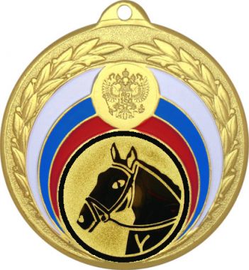 Медаль №41-196 (Конный спорт, диаметр 50 мм (Медаль цвет золото плюс жетон для вклейки) Место для вставок: обратная сторона диаметр 45 мм)