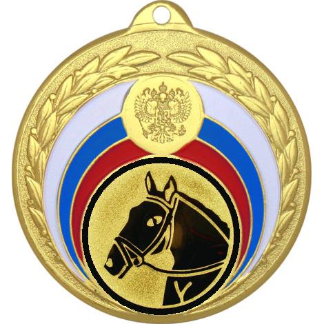 Медаль №41-196 (Конный спорт, диаметр 50 мм (Медаль цвет золото плюс жетон для вклейки) Место для вставок: обратная сторона диаметр 45 мм)
