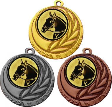 Комплект медалей №41-27 (Конный спорт, диаметр 45 мм (Три медали плюс три жетона для вклейки) Место для вставок: обратная сторона диаметр 39 мм)