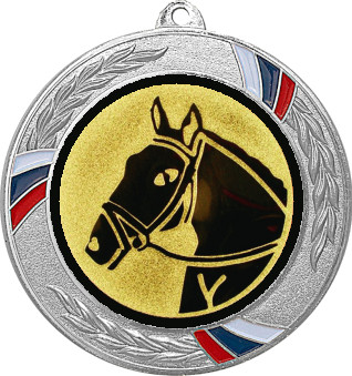 Медаль №41-1285 (Конный спорт, диаметр 70 мм (Медаль цвет серебро плюс жетон для вклейки) Место для вставок: обратная сторона диаметр 60 мм)