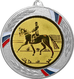 Медаль №43-1285 (Конный спорт, диаметр 70 мм (Медаль цвет серебро плюс жетон для вклейки) Место для вставок: обратная сторона диаметр 60 мм)