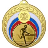 Медаль №44-196 (Бег, диаметр 50 мм (Медаль цвет золото плюс жетон для вклейки) Место для вставок: обратная сторона диаметр 45 мм)