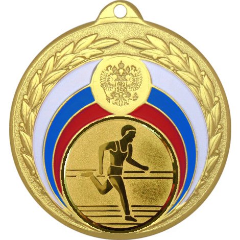 Медаль №44-196 (Бег, диаметр 50 мм (Медаль цвет золото плюс жетон для вклейки) Место для вставок: обратная сторона диаметр 45 мм)
