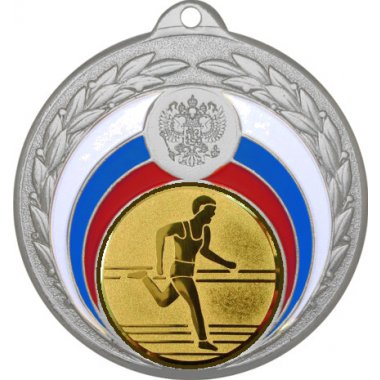 Медаль №44-196 (Бег, диаметр 50 мм (Медаль цвет серебро плюс жетон для вклейки) Место для вставок: обратная сторона диаметр 45 мм)