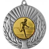 Медаль №44-68 (Бег, диаметр 50 мм (Медаль цвет серебро плюс жетон для вклейки) Место для вставок: обратная сторона диаметр 46 мм)