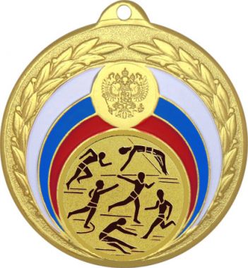 Медаль №45-196 (Легкая атлетика, диаметр 50 мм (Медаль цвет золото плюс жетон для вклейки) Место для вставок: обратная сторона диаметр 45 мм)