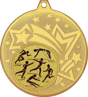 Медаль №45-1274 (Легкая атлетика, диаметр 45 мм (Медаль цвет золото плюс жетон для вклейки) Место для вставок: обратная сторона диаметр 40 мм)