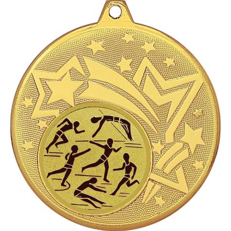 Медаль №45-1274 (Лёгкая атлетика, диаметр 45 мм (Медаль цвет золото плюс жетон для вклейки) Место для вставок: обратная сторона диаметр 40 мм)