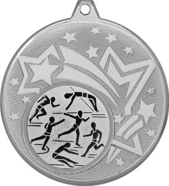 Медаль №45-1274 (Легкая атлетика, диаметр 45 мм (Медаль цвет серебро плюс жетон для вклейки) Место для вставок: обратная сторона диаметр 40 мм)