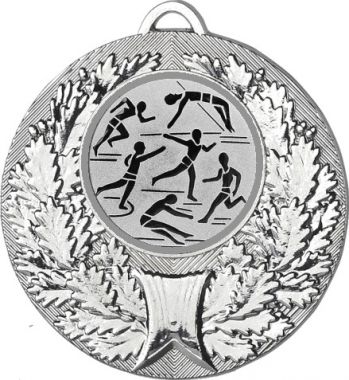Медаль №45-192 (Легкая атлетика, диаметр 50 мм (Медаль цвет серебро плюс жетон для вклейки) Место для вставок: обратная сторона диаметр 45 мм)