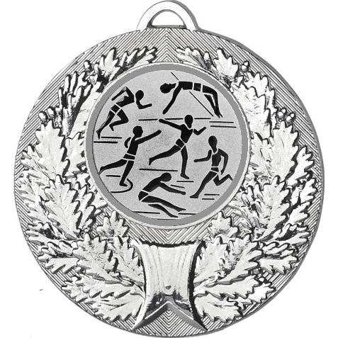 Медаль №45-192 (Лёгкая атлетика, диаметр 50 мм (Медаль цвет серебро плюс жетон для вклейки) Место для вставок: обратная сторона диаметр 45 мм)