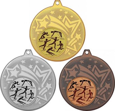 Комплект медалей №45-27 (Легкая атлетика, диаметр 45 мм (Три медали плюс три жетона для вклейки) Место для вставок: обратная сторона диаметр 39 мм)