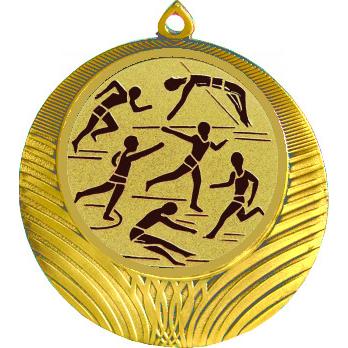 Медаль №45-1302 (Легкая атлетика, диаметр 56 мм (Медаль цвет золото плюс жетон для вклейки) Место для вставок: обратная сторона диаметр 50 мм)